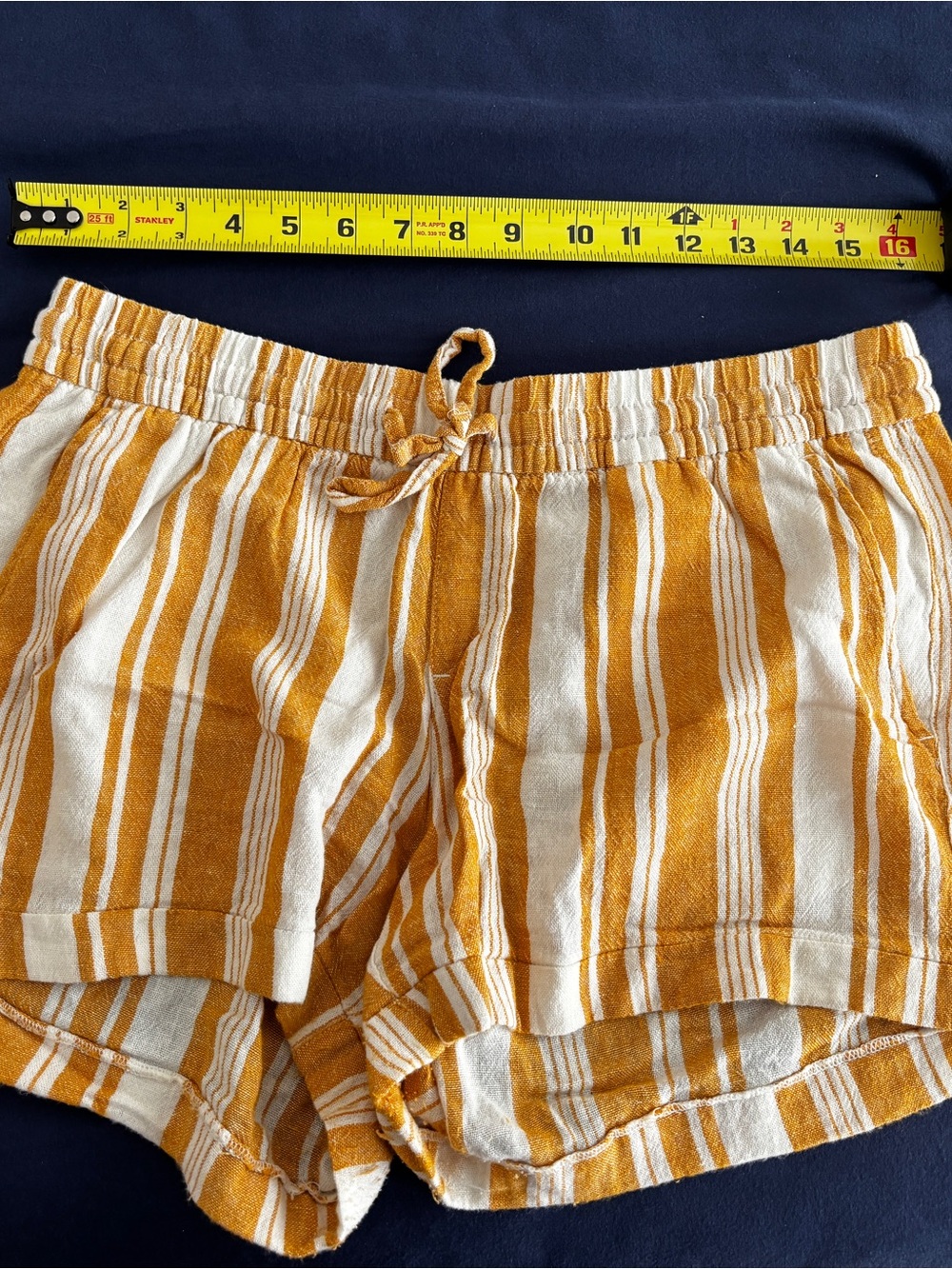 Old Navy Mustard Yellow and White Striped Athletic Shorts - Picture 5 of 5